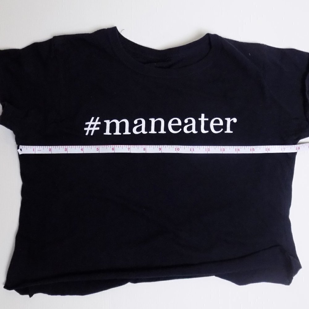90s y2k shirt graphic tee man eater crop top funny - Picture 3 of 5